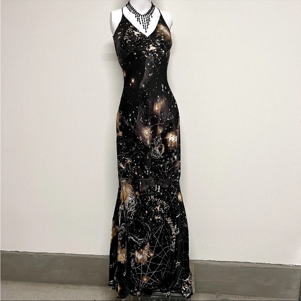 Vintage Roberto Cavalli constellation astrology dress gown 2003